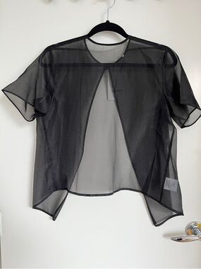 Sheer Black Short Sleeve Overlay Top